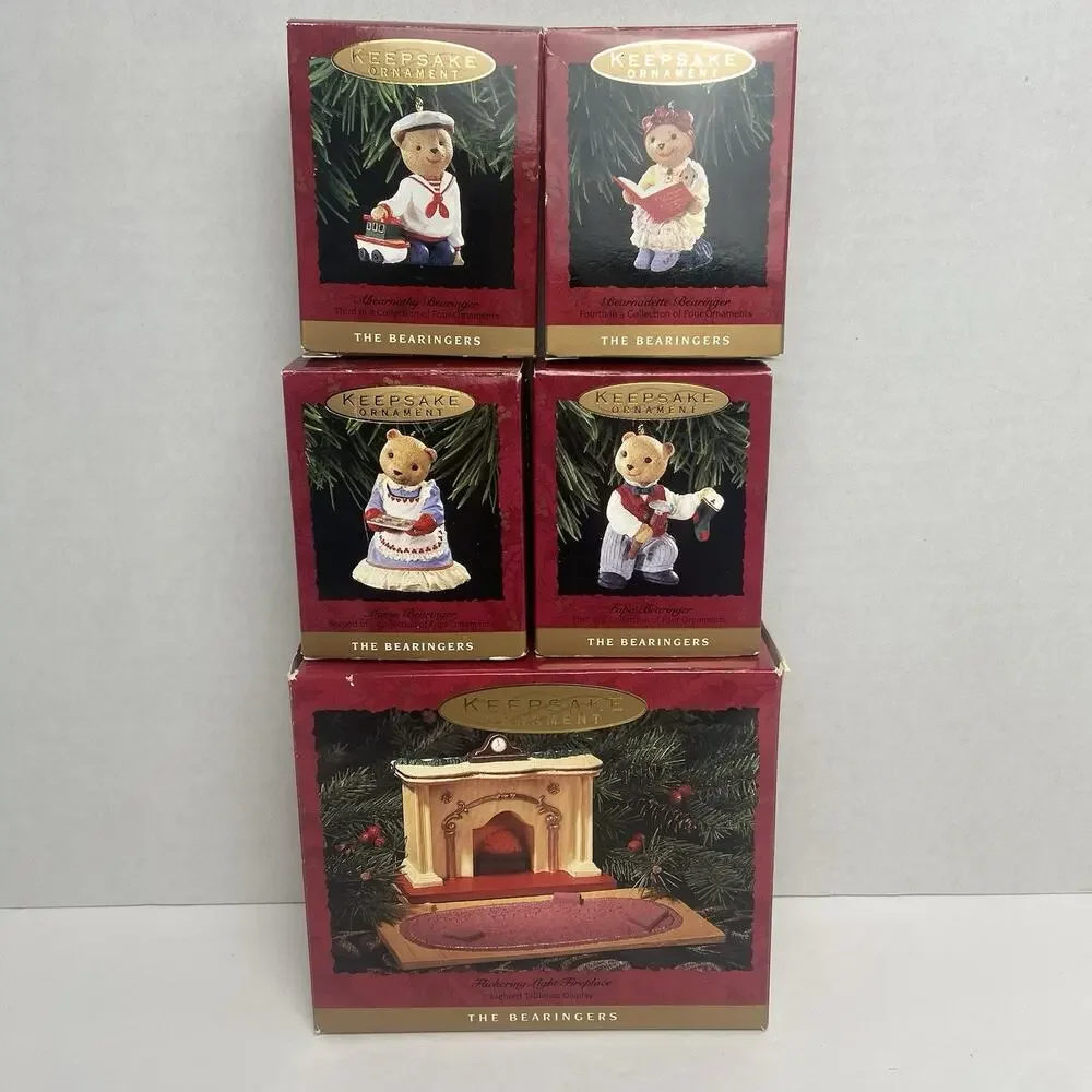 Hallmark The Bearingers Christmas Complete Set with boxes 1993, 5 piece Set